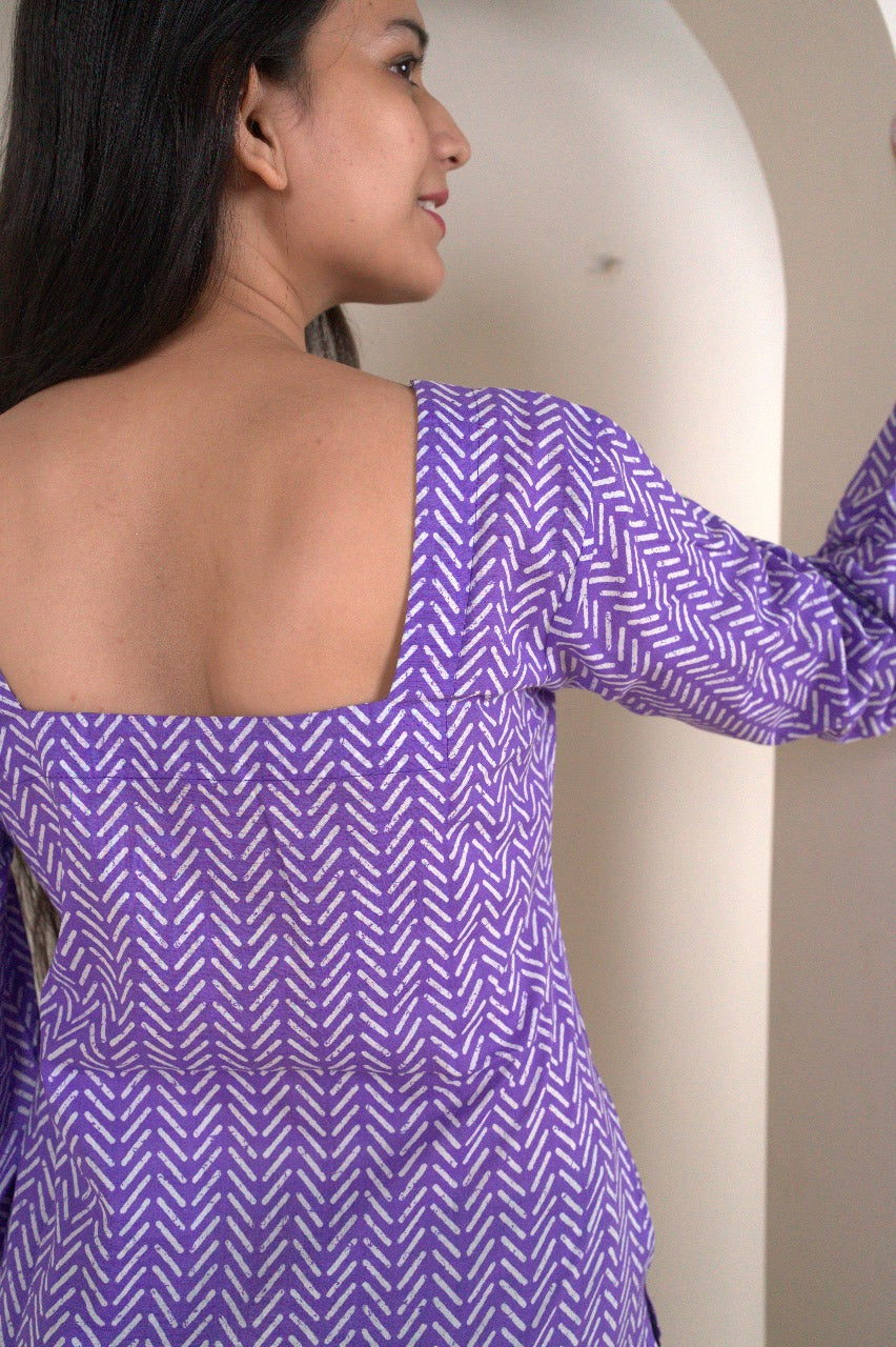 Women's Purple Chevron Print Kurti