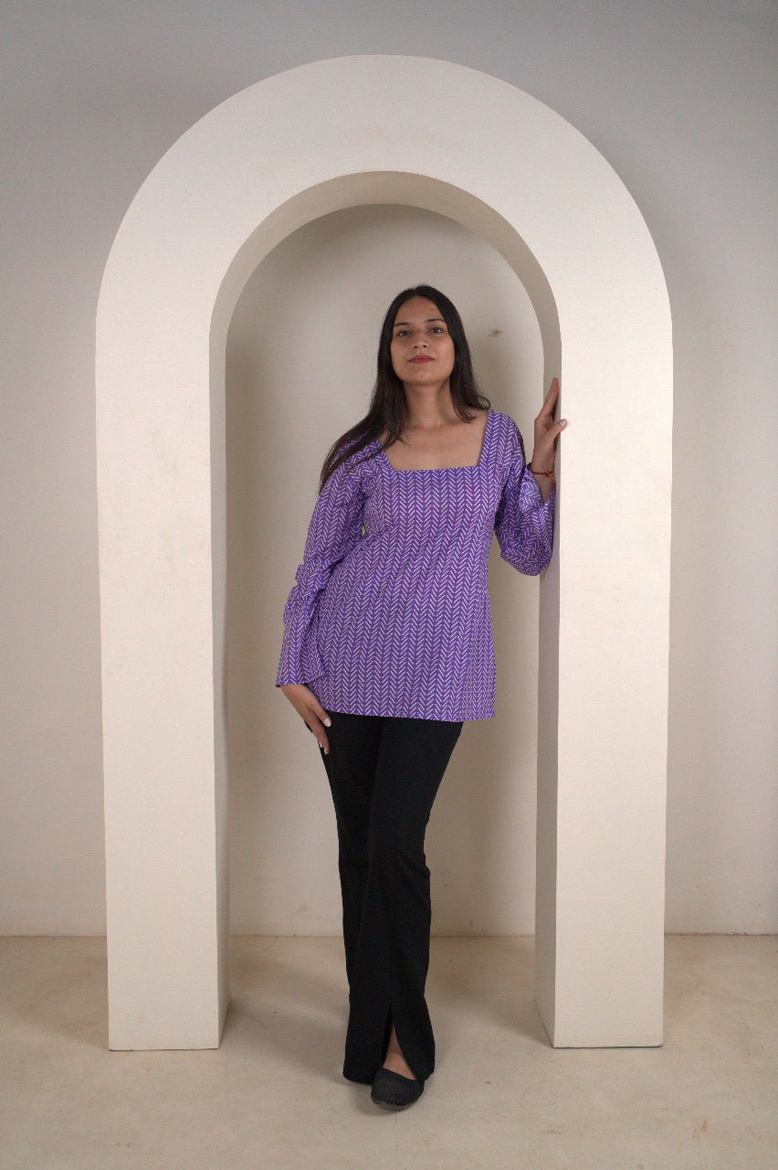 Women's Purple Chevron Print Kurti