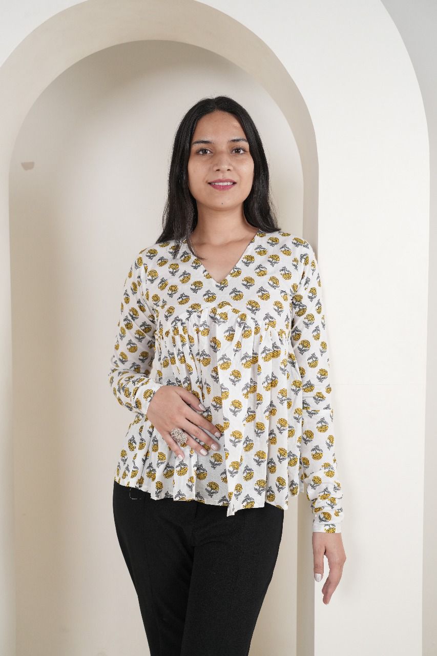 Peplum Kurti with Floral & Geometric Prints