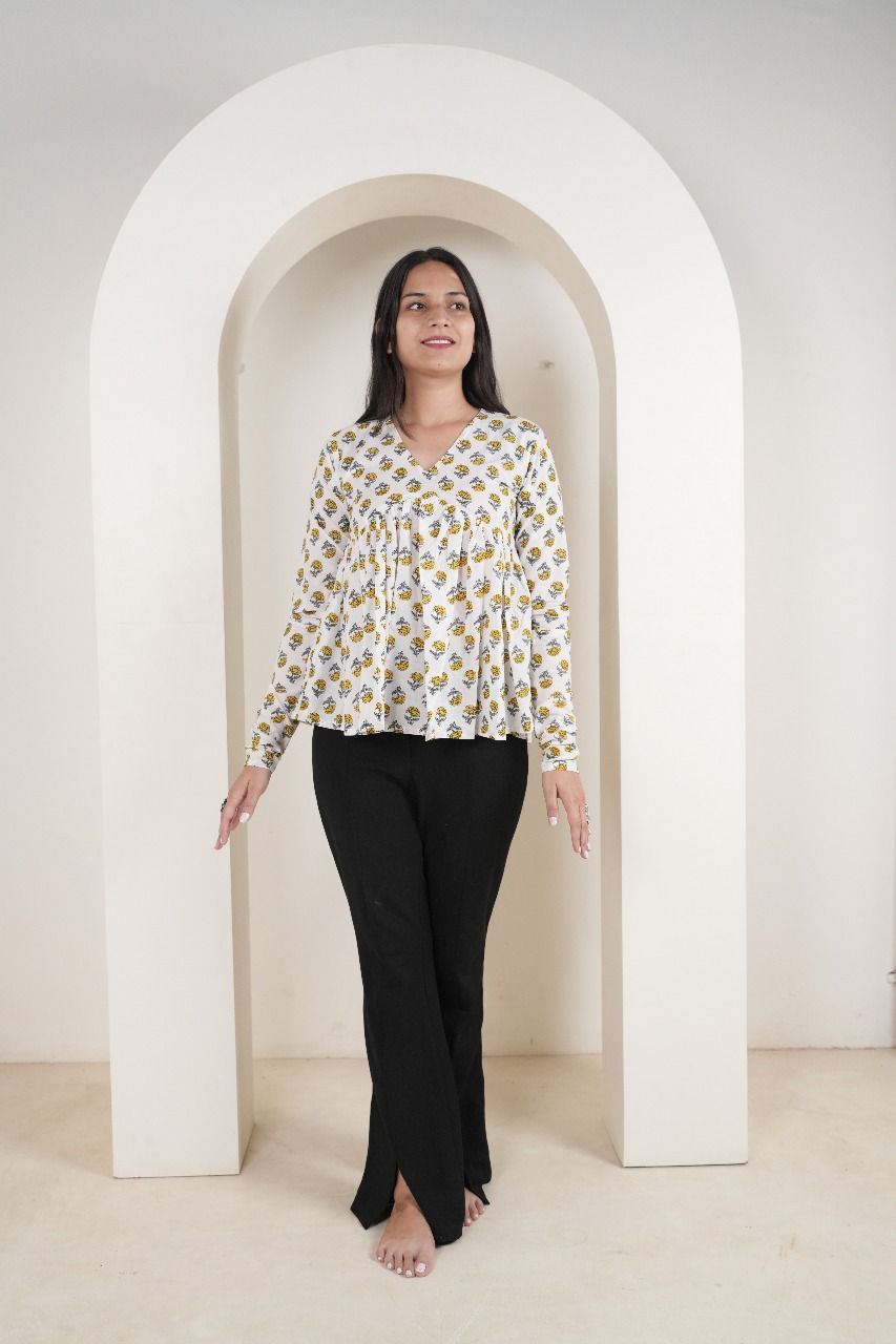 Peplum Kurti with Floral & Geometric Prints