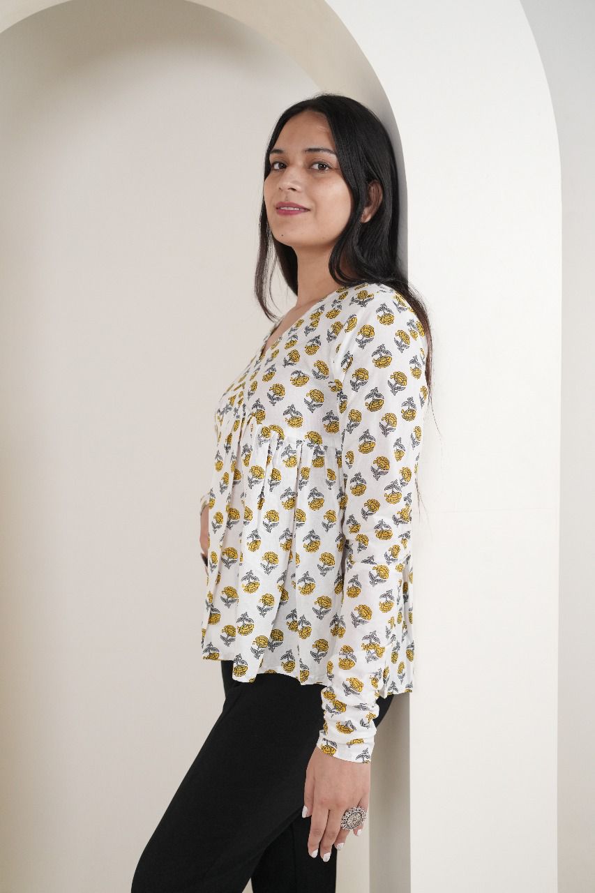 Peplum Kurti with Floral & Geometric Prints
