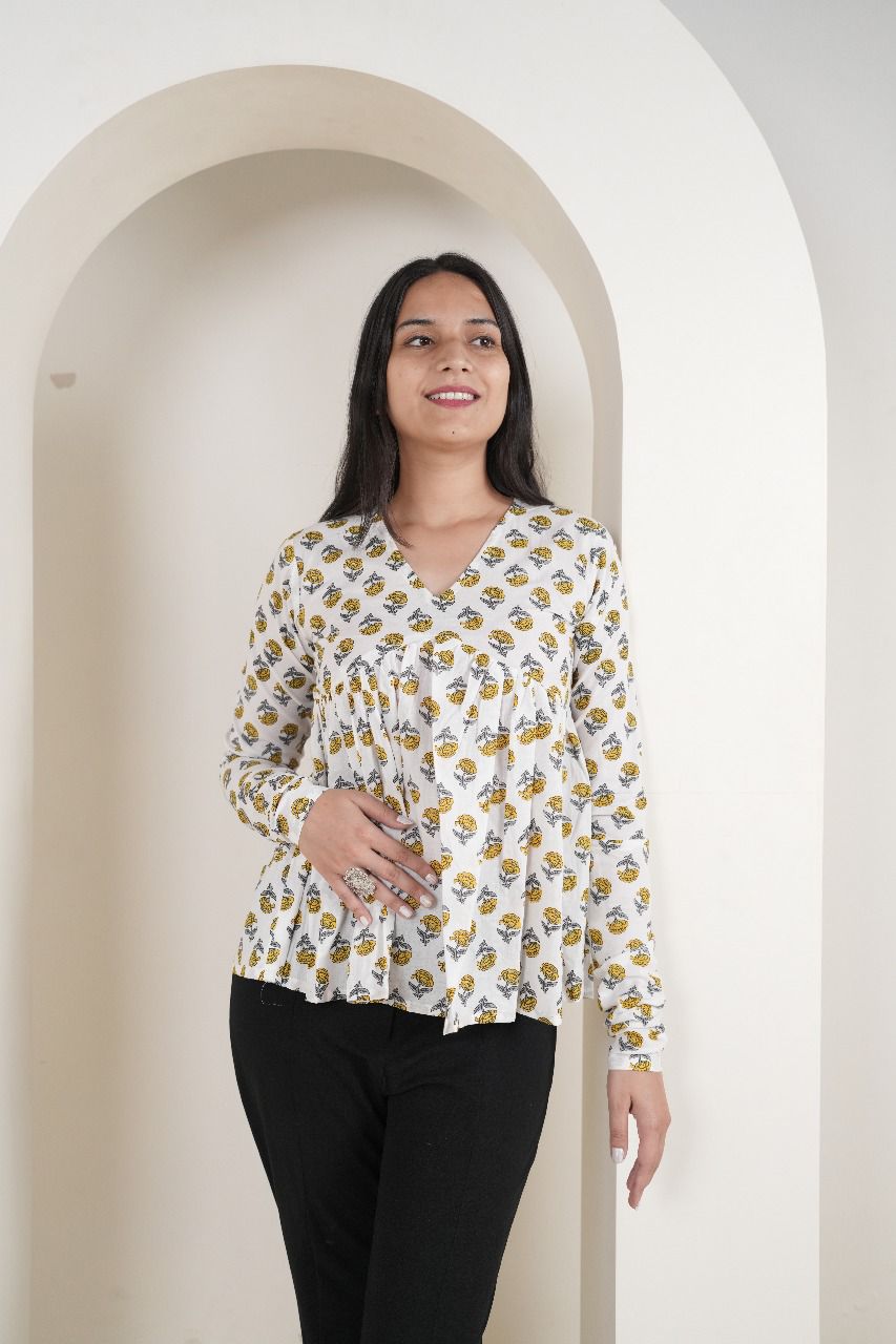 Peplum Kurti with Floral & Geometric Prints