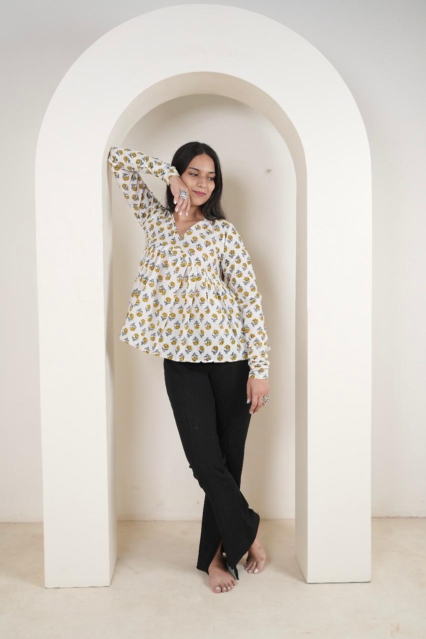 Peplum Kurti with Floral & Geometric Prints