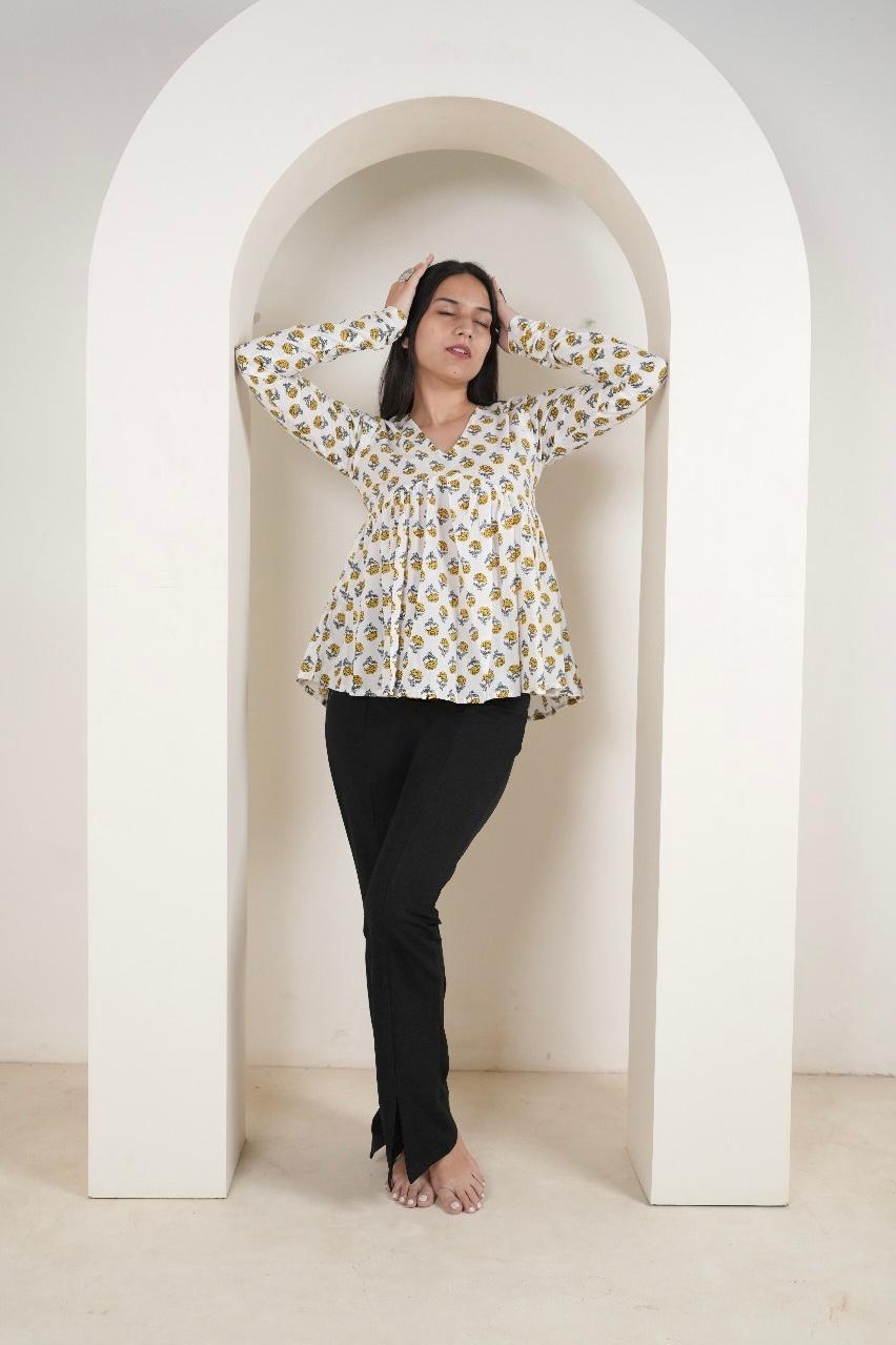 Peplum Kurti with Floral & Geometric Prints