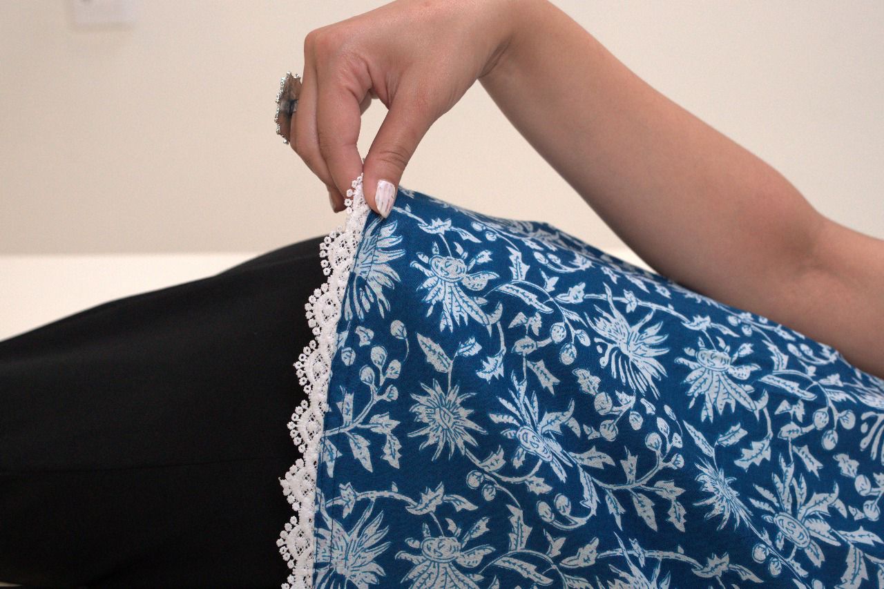 Floral & Geometric Print Sleeveless Kurti