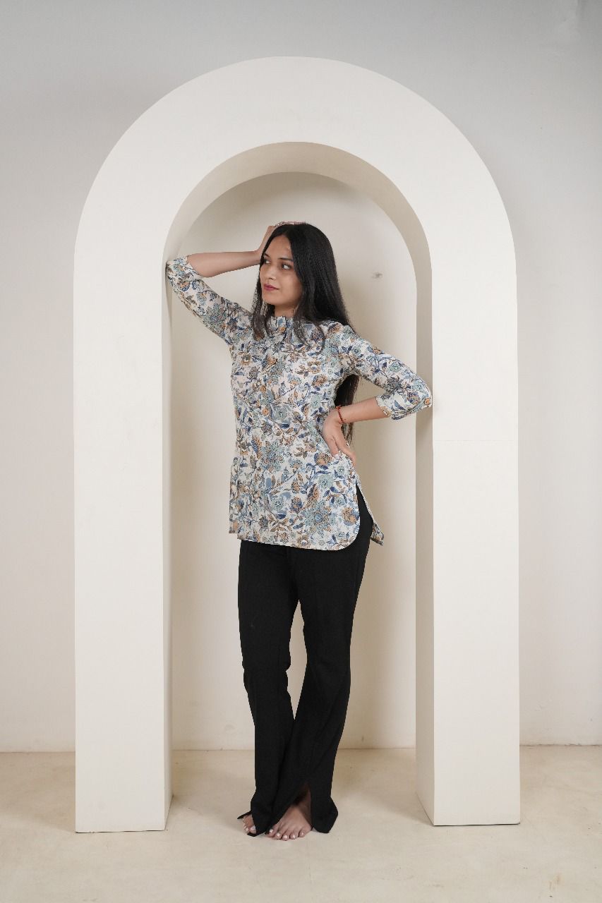 Women's Floral Print Short Kurti