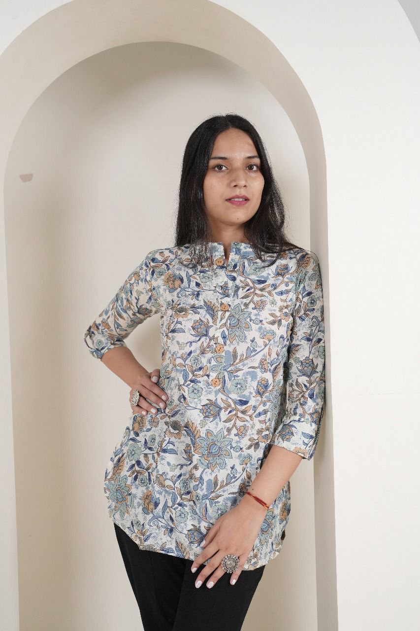 Women's Floral Print Short Kurti