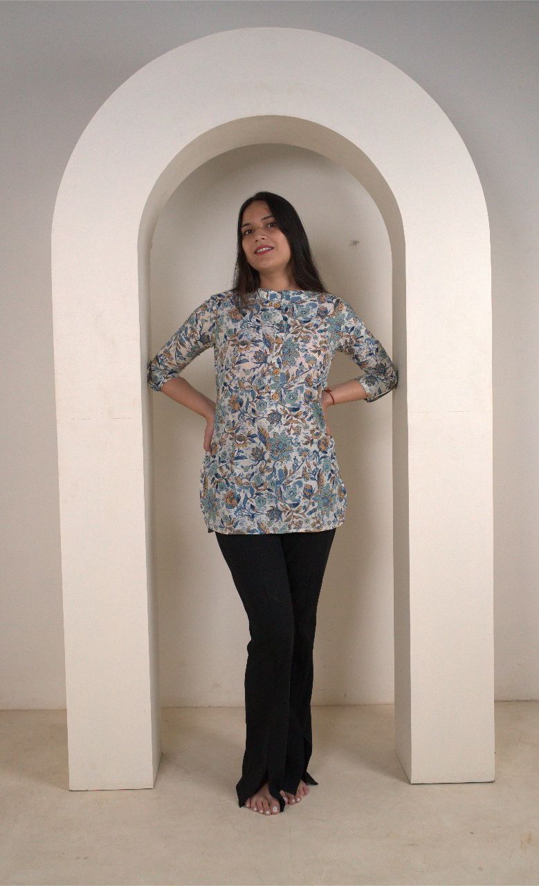 Women's Floral Print Short Kurti