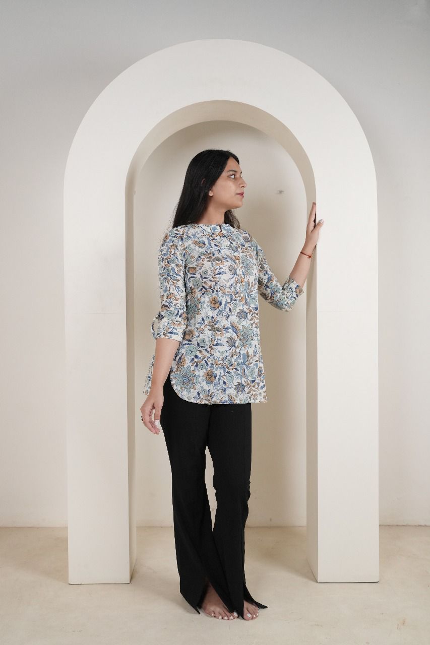 Women's Floral Print Short Kurti