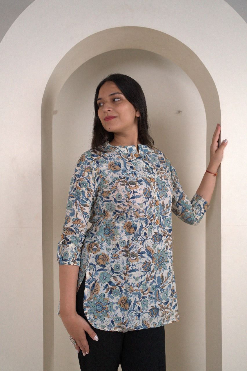 Women's Floral Print Short Kurti