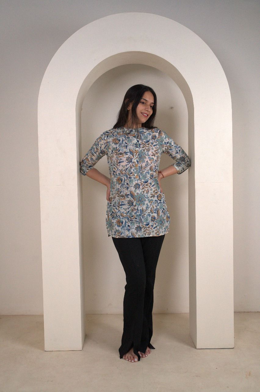 Women's Floral Print Short Kurti