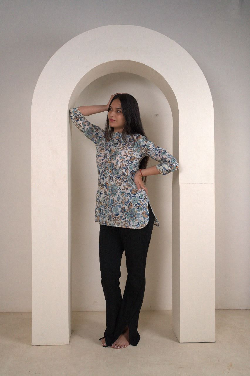 Women's Floral Print Short Kurti