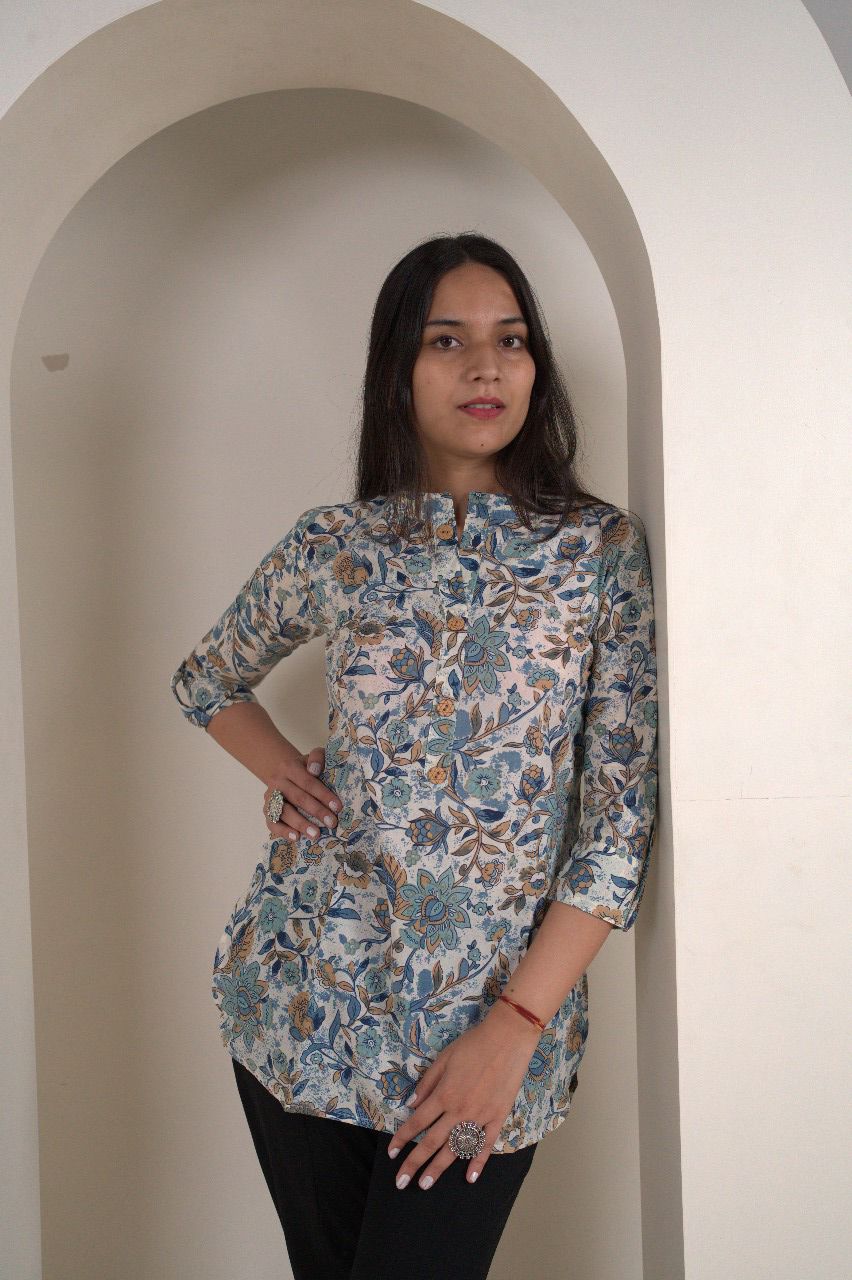 Women's Floral Print Short Kurti