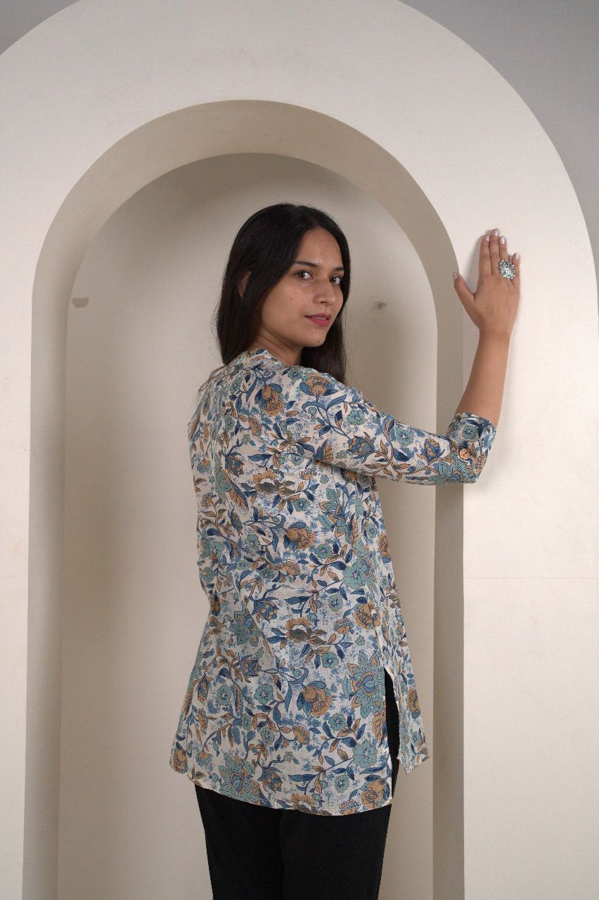 Women's Floral Print Short Kurti