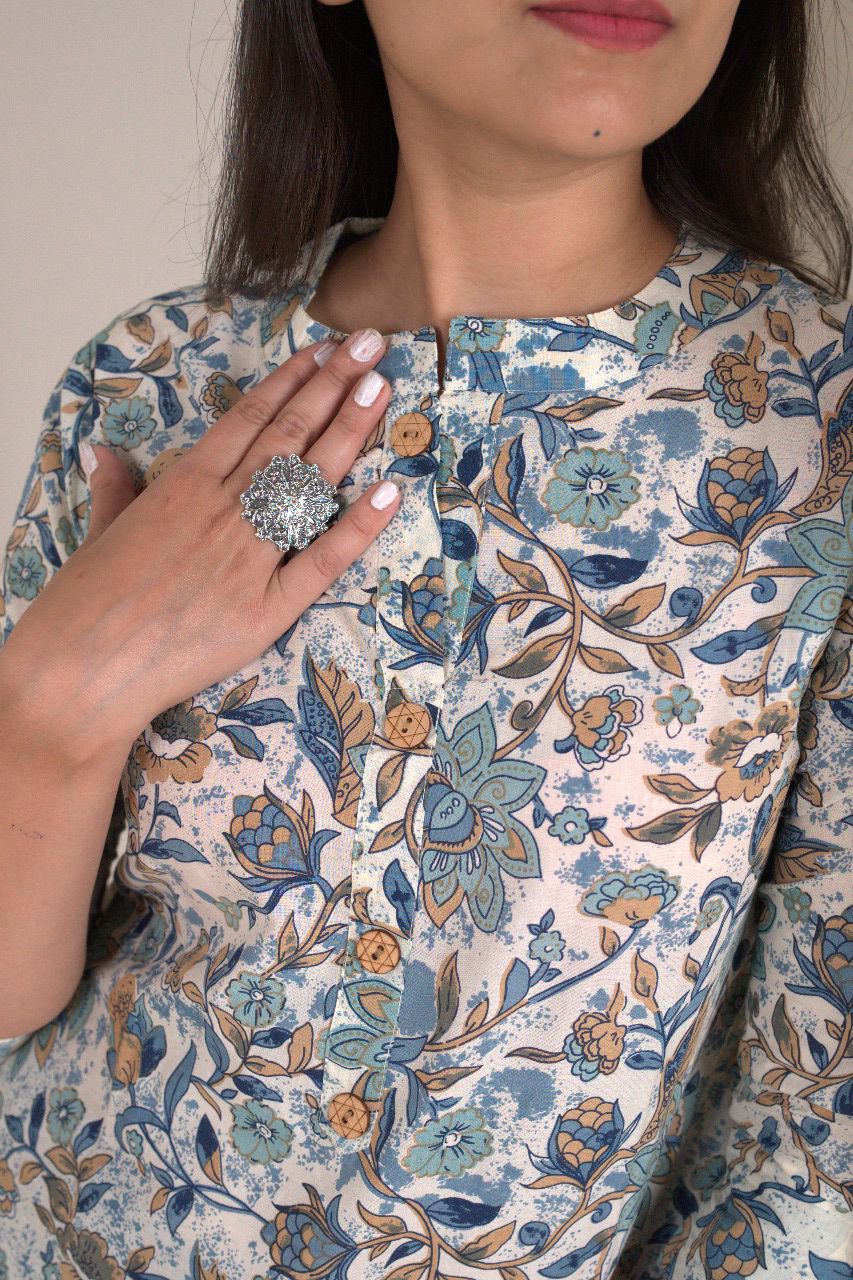 Women's Floral Print Short Kurti