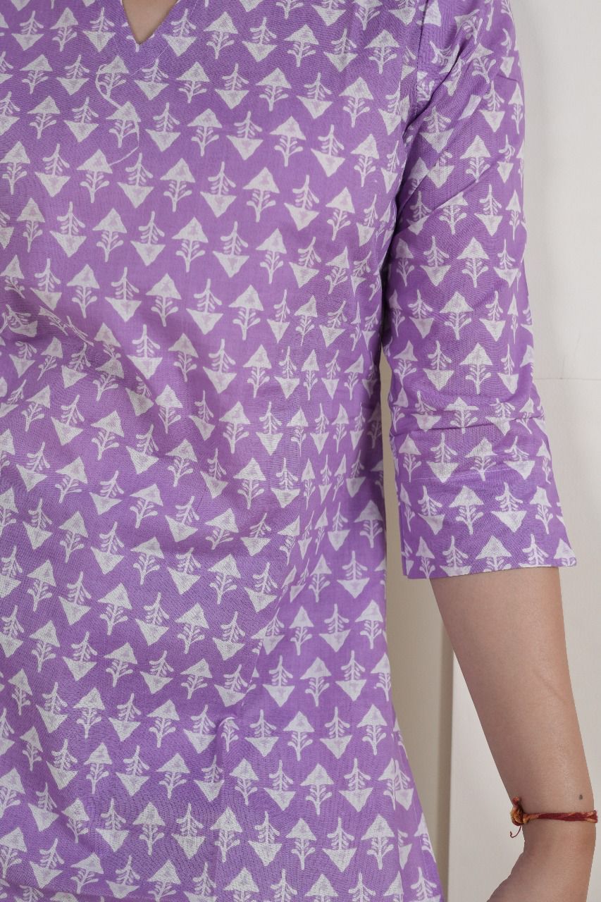 Peplum Kurti with Floral and Geometric Print