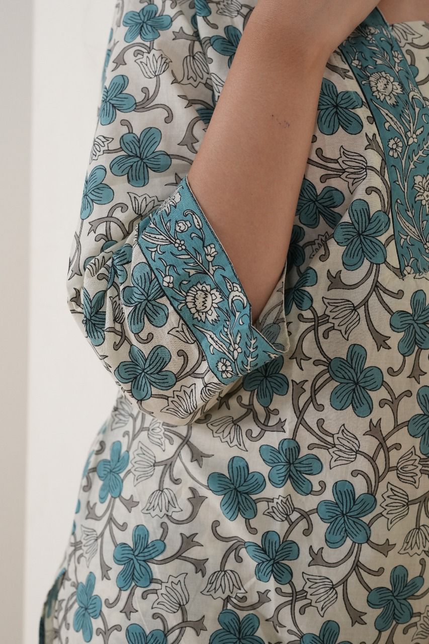 Women's Floral Print Kurti with Trousers Set