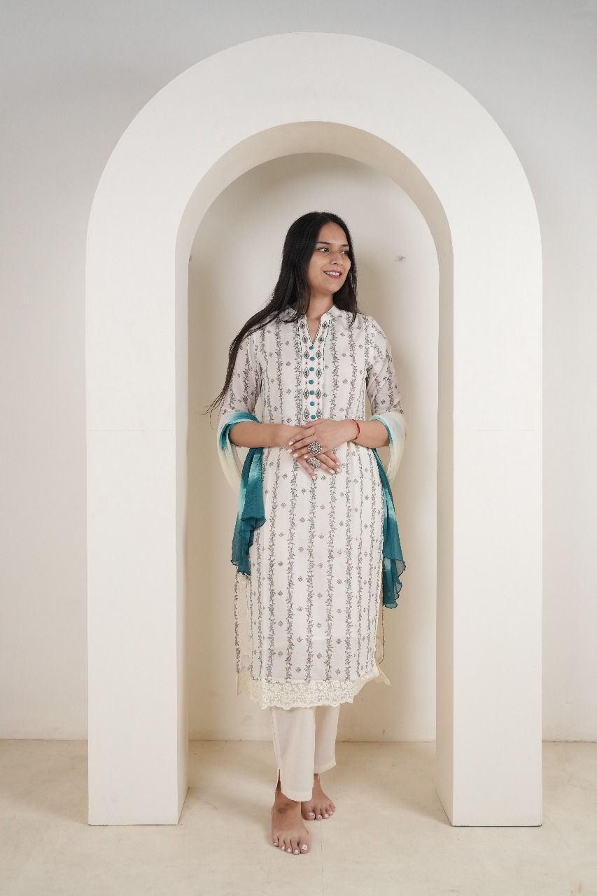 Monochrome Printed Tunic Set