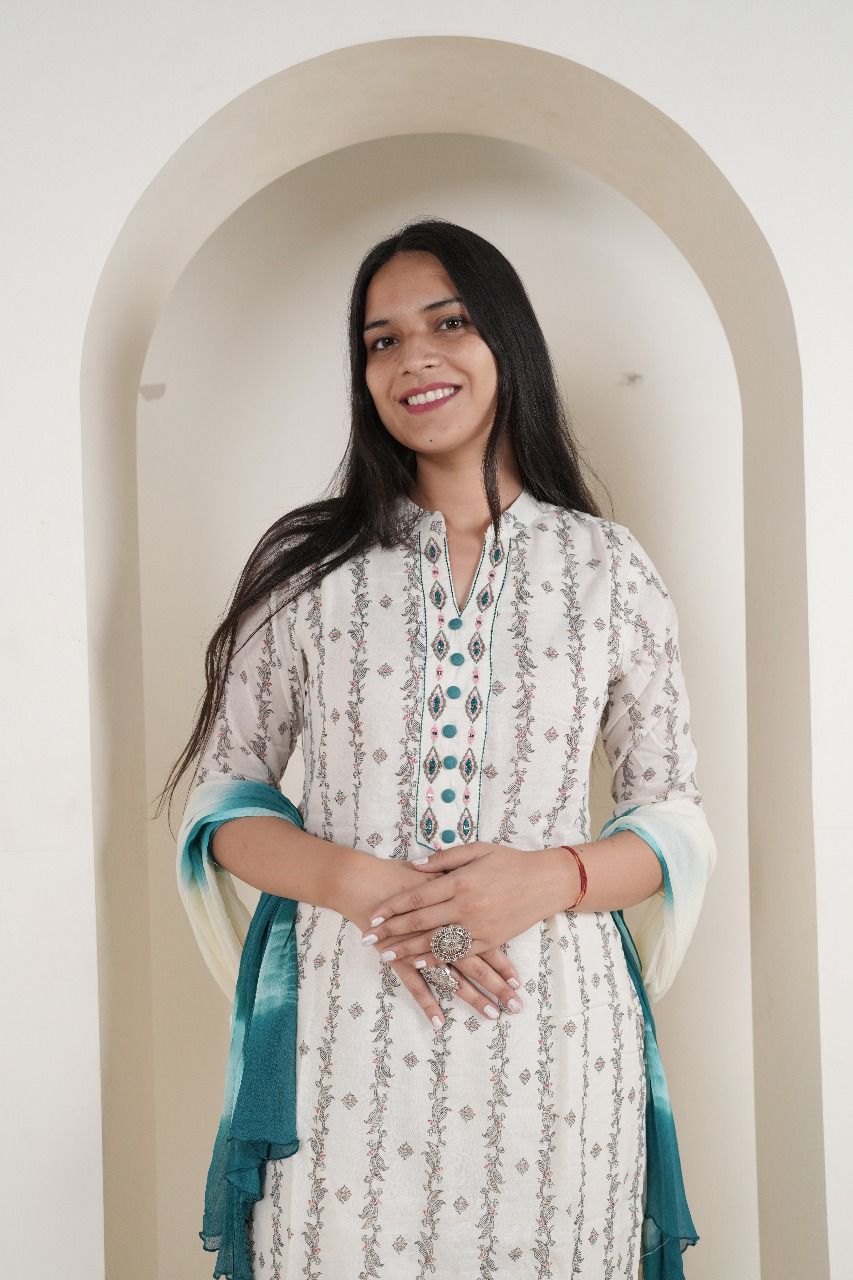 Monochrome Printed Tunic Set