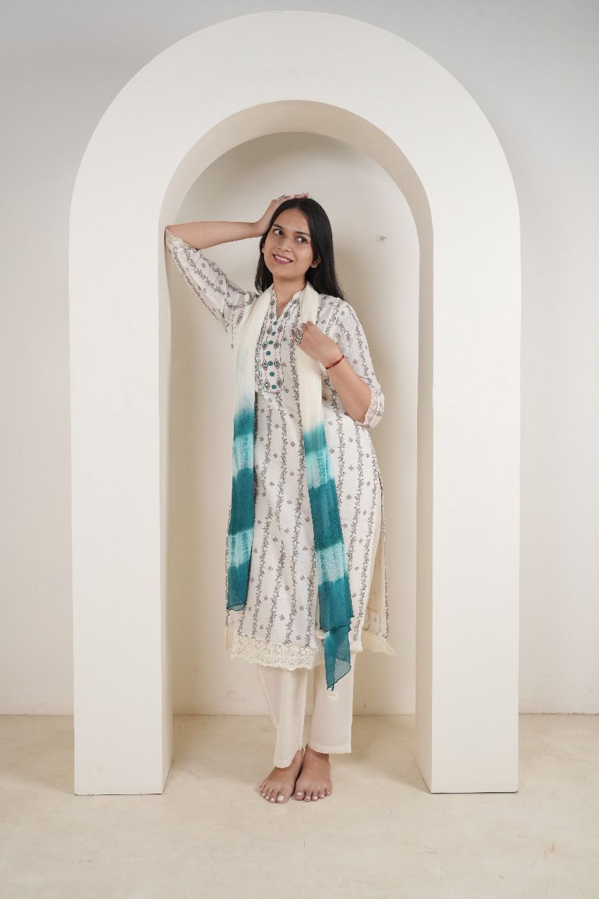 Monochrome Printed Tunic Set