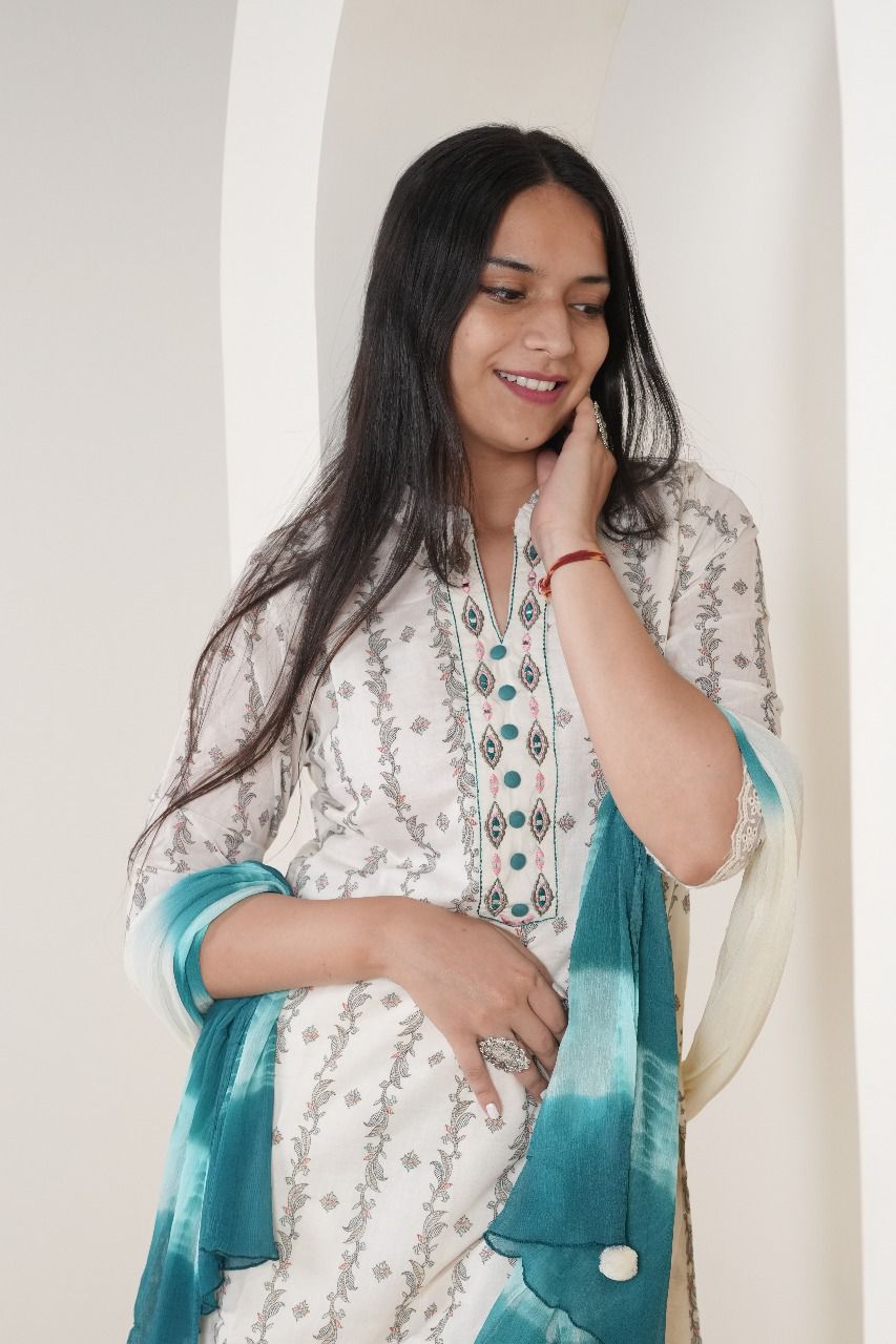 Monochrome Printed Tunic Set