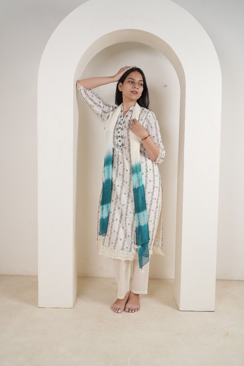 Monochrome Printed Tunic Set