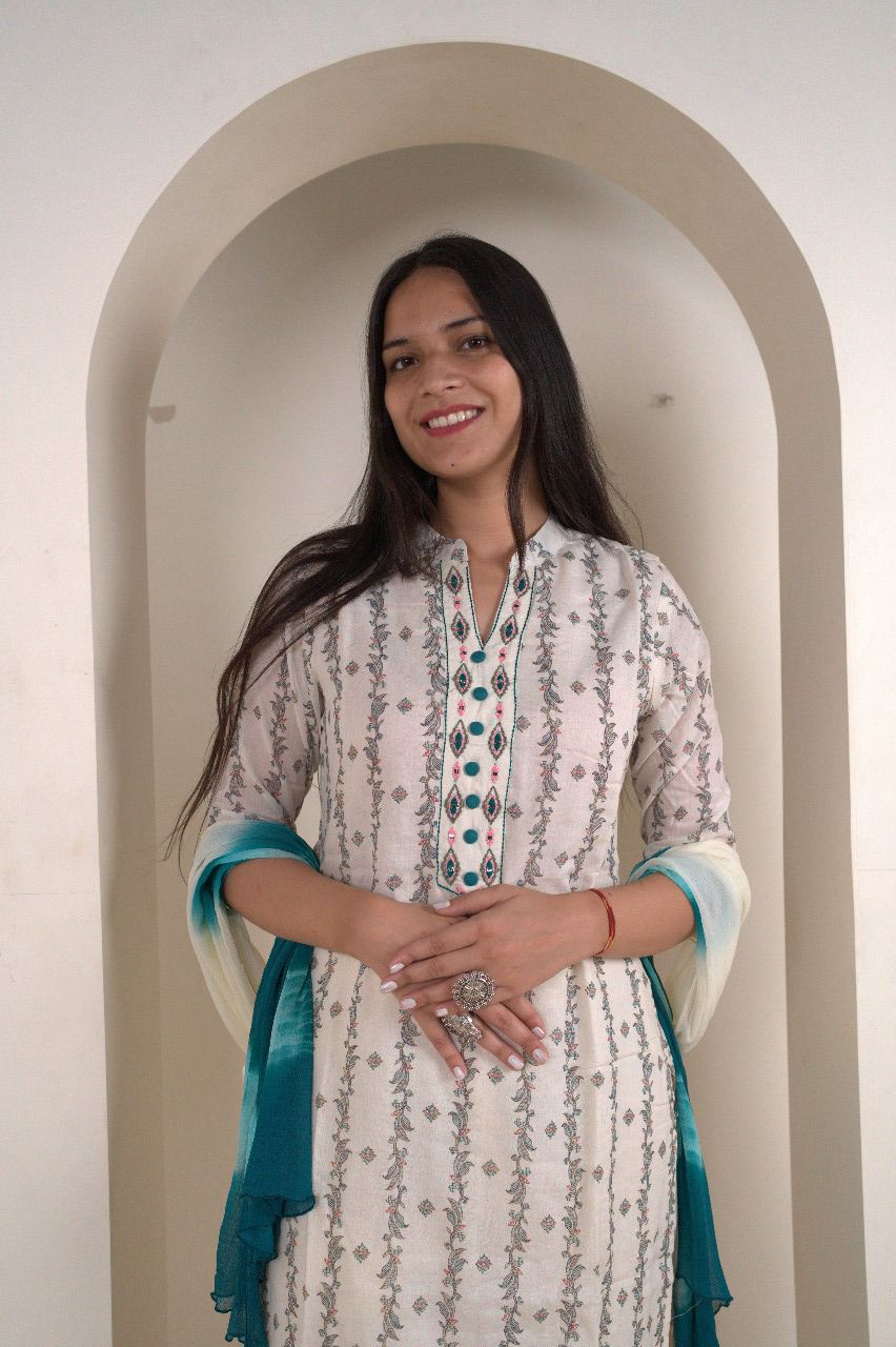 Monochrome Printed Tunic Set